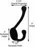 Renovators Supply Manufacturing Black Wrought Iron Double Hooks, 5 in. Long, Rustic Entry Way Hat Or Jacket Hanger,