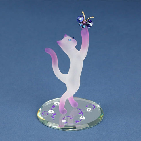 Princess Cat with Butterfly Figurine by Glass Baron