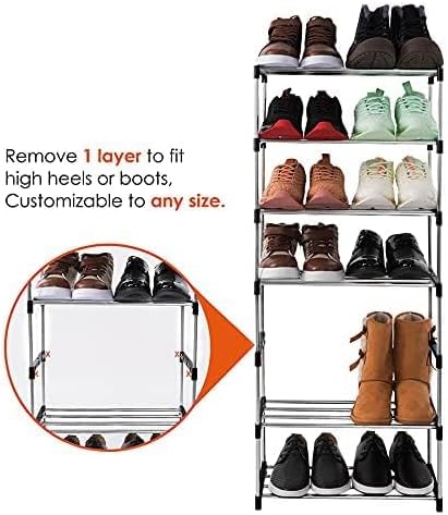 Xerhnan 4-Tier Closet(Black) Stackable Small Shoe Rack, Lightweight Shoe Shelf Storage Organizer for Entryway, Hallway