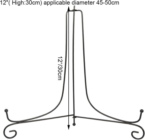 12 Inches Black Iron Plate Stand, Foldable Picture Stand for Display, Photo Stand for Decorative Plates, Frames, Books