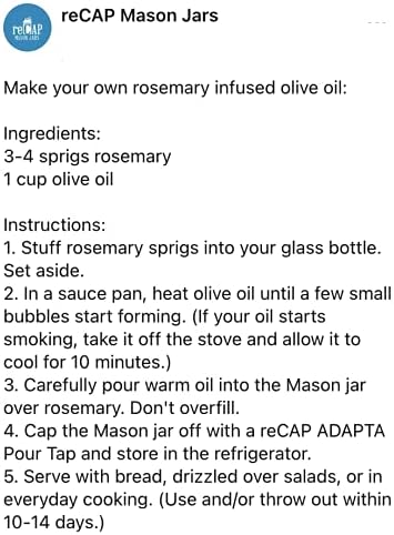 reCap Mason Jar Pour Spout and Olive Oil Dispenser | Regular Mouth | Black | Made in the USA | Leak-proof |