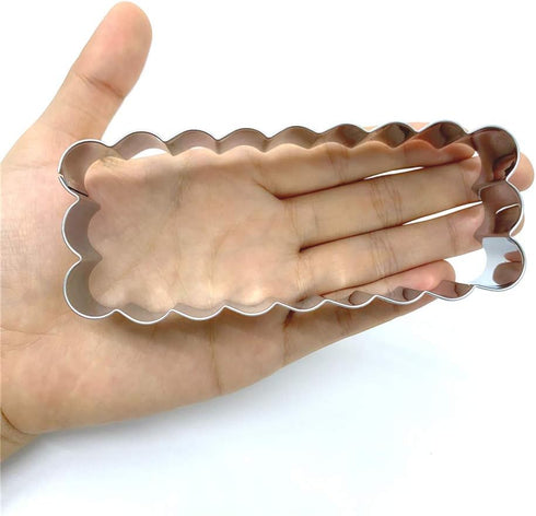 LILIAO Scalloped Edge Rectangle Cookie Cutter, 4.7 x 1.9 Inch Stainless Steel