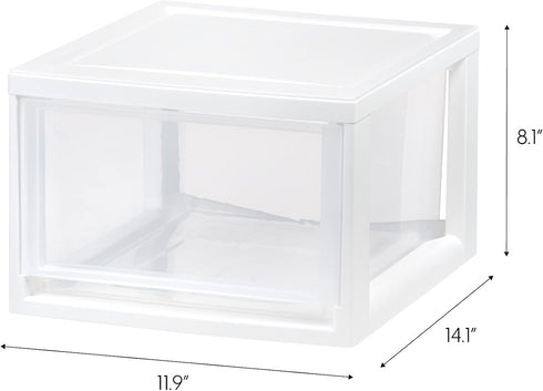 IRIS USA 14.5 Qt. Plastic Drawer Storage Organizer, 3-Pack Stacking Drawers for Bedroom, Kitchen, Office, White