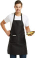 DUSKCOVE 12 Pack 2 Commercial Plain Bib Aprons with Pockets - Black Unisex Apron Bulk for Kitchen Cooking Restaurant
