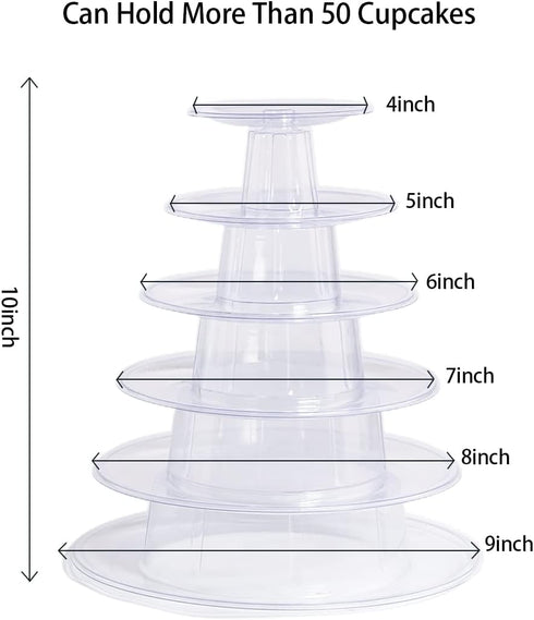 6 Tier Macaron Tower Stand for Wedding Birthday Party, Plastic Display Stand for Cupcake Cake