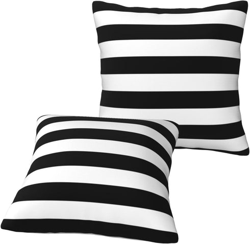 Poream 20x20 Set 2 Black and White Stripe Throw Pillow Covers in Farmhouse Pillow Case Soft Cushion Covers of for Sofa