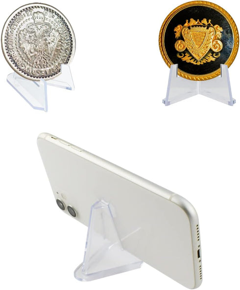 yuntop 20 Packs Mini Acrylic Easel Stands for Displaying Coins, Small Artworks, and Challenge Medals (2.12x 1.4 Inch)