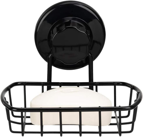 SANNO 2 Pack Suction Soap Holder, Shower Soap Dish Saver Tray for Bathroom, Sink, Stainless Steel Black