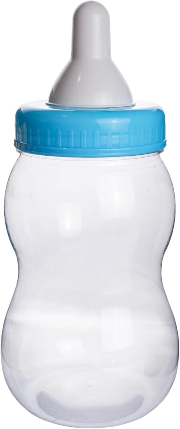 Evershine Plastic Baby Bottle Bank, 13" Blue Fillable Baby Shower Bank, Plastic