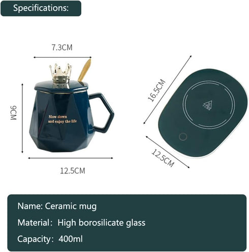 CGHWBEA Pink Coffee Warmer with Mug Set, Electric Beverage Warmer for Desk, Drink Warmer for Cocoa, Tea, Milk
