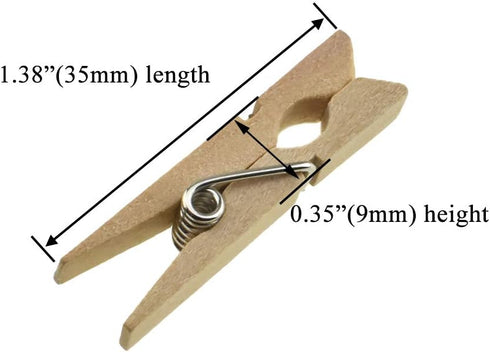 HAHIYO Wooden Clothes Pins, 60 Pack Small Clothespins, Sturdy Strong Springs for Laundry, DIY Craft