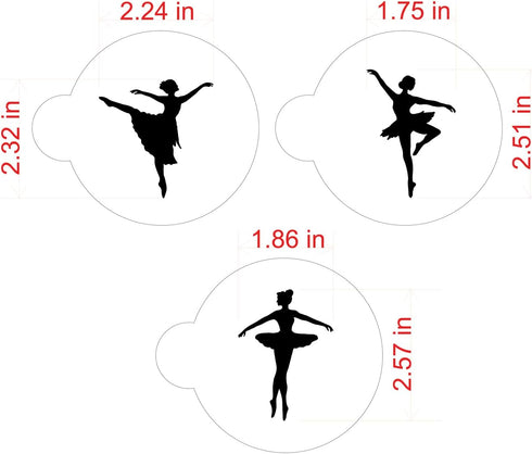 Designer Stencils Ballerina Cookie Stencil Set, Beige/Semi-Transparent, fits 3 inch circle