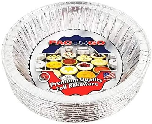PACTOGO Disposable Aluminum 5 3/4" Meat Pot Pie - Extra Deep Pan Baking Tin, Pack of 25
