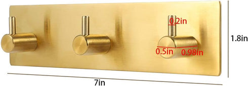 Picowe Key Holder for Wall, Adhesive Stainless Steel Key Hooks, Key Organizer, Towel Hook, Coat Hanger - Golden 1PCS