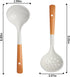Ceramics Ladle Spoon Set of 2 Large Soup Ladle with Skimmer Slotted Spoons Kitchen Ladles Hot Pot Strainer Spoons for Cooking Serving Stirring (Stye 1#)