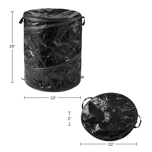 Wakeman Collapsible Trash Can, 44-Gallon Portable Garbage Bin with Zippered Lid for RV, Camping, Parties, Yard Waste