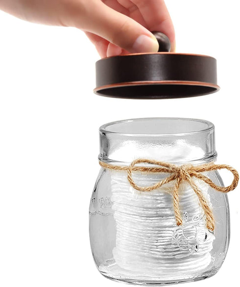Amolliar Mason Jar Bathroom Organizer - Rustic Farmhouse Decor Accessories - Oil Rubbed Bronze Qtip Holder Dispenser (2