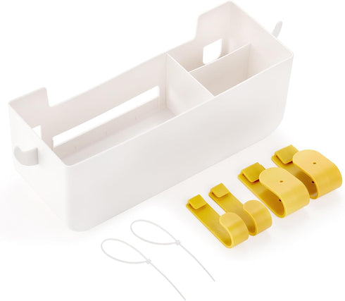 2 Pack yarlung Bedside Organizer Hanging Caddy, Bunk Bed Shelf Plastic Storage Basket with Hooks for Dorm, Bathroom