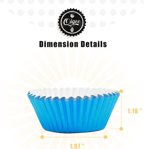 qiqee 500pcs Foil Cupcake Liners - Standard Size Thick & Sturdy Baking Cups in 10 Colors