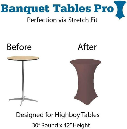 30 42 Inch 4 Pack) Banquet Tables Pro x Highboy Cocktail Stretch Spandex Table Cover (Chocolate