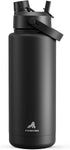 POWCAN 40 oz Insulated Water Bottle with 2-in-1 Straw and Spout Lid,