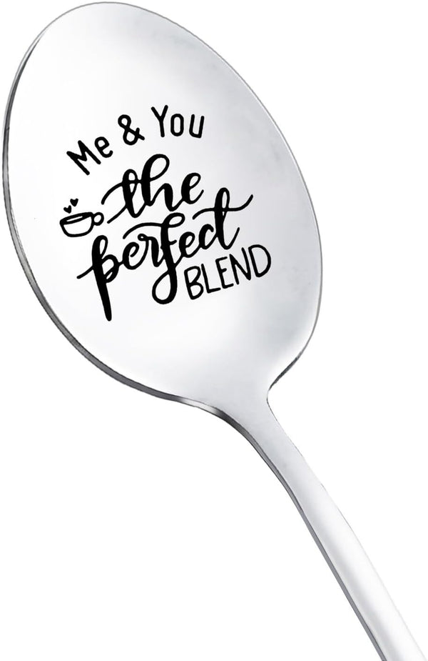 Anniversary Christmas Gifts for Couple, Me & You the Perfect Blend Spoon for Coffee Tea Lovers, Funny Birthday