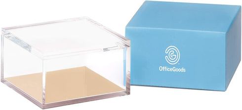 OfficeGoods Acrylic Desk Organizer w/Gold Base – Elegant Odds & Ends Box for Home or Office, Large