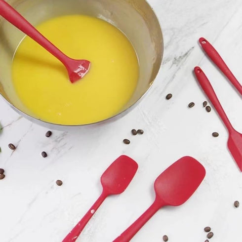 6 Pieces Silicone Spatula Set - Heat Resistant Kitchen Utensils, Food Grade Rubber for Nonstick Cookware (Red)