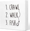 Ruvoty Crawl Walk Fish Rustic Wooden Sign Desk Decor,Funny Baby Fishing Wood Block