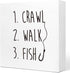 Ruvoty Crawl Walk Fish Rustic Wooden Sign Desk Decor,Funny Baby Fishing Wood Block