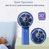 Mini Portable Fan, Powerful Handheld Rechargeable Fan with LED Display, 3 In 1 Personal Fan (Blue)