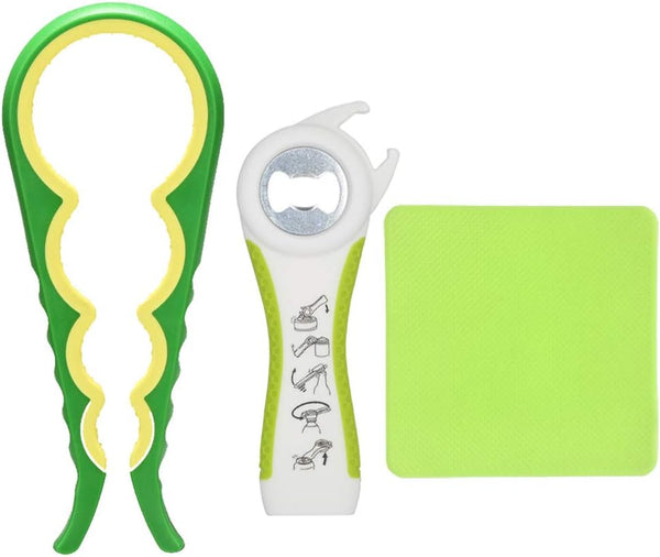 Otstar Jar Opener and Bottle Opener with Silicone Gripper, Designed for Weak Hands, Seniors, Arthritis - Green