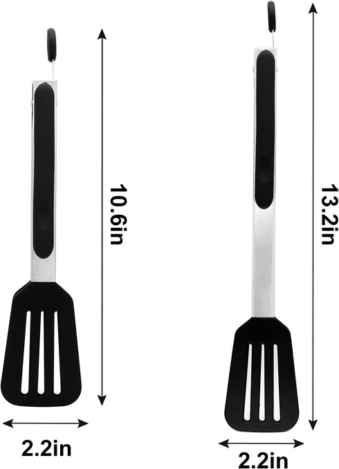 Cooking Tongs, 9 inches and 12 inches Stainless Steel Kitchen Silicone Serving Tong with Locking Handle
