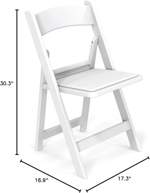 Set 1, (1, VINGLI White Resin Folding Chair with Padded Cushion, of Plastic Foldable Seat for Indoor & Outdoor Use