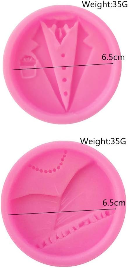 Bride and Groom Fondant Mold Set - Tuxedo Wedding Dress Cake Topper Decorating Chocolate Candy Polymer Clay Resin Epoxy