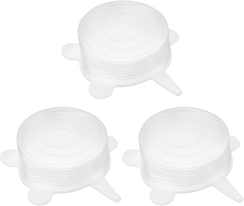 uxcell Silicone Stretch Lids, 3Pack 2.56" Round Container Lid, Reusable Silicone Covers for Cups, Bowls, Food, White