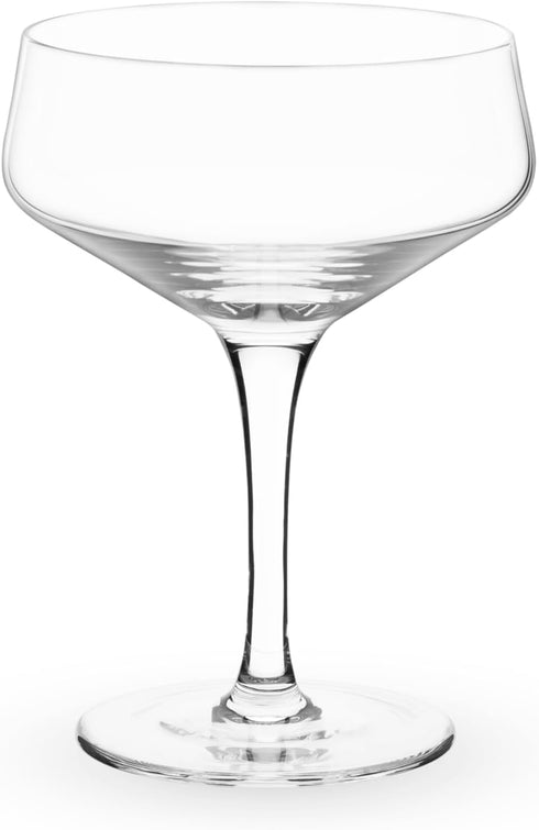 Viski Raye Set of 2 Angled Stemmed Crystal Coupe Cocktail Glasses, 7oz, Drinkware Set