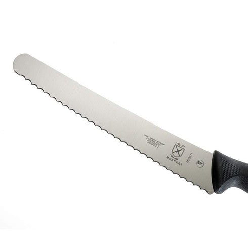 Mercer Culinary M23211 Millennia Black Handle Bread Knife, 10-Inch Left Handed Wavy Edge Wide