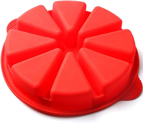 Scone Pan Silicone Triangle Cake Mold, Nonstick Cornbread Pan, 8 Cavity for Brownies, Muffins, Cupcakes (Red)
