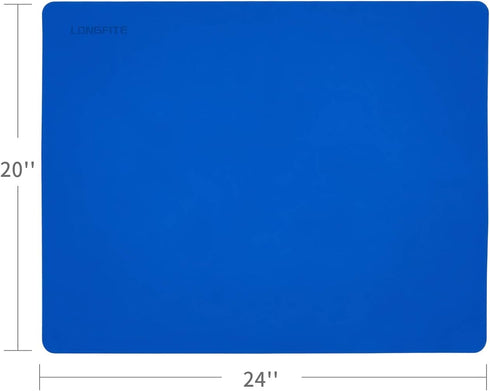 Silicone Baking Mat Extra Large 23.6''x19.7'' for Dough Rolling Pastry Fondant Mat Nonstick and Nonskid Heat Resistent, Countertop Protector, Dining Table Mat and Placemat (Extra Large, Blue) by LONGFITE