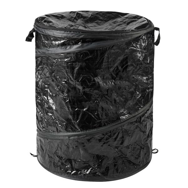 Wakeman Collapsible Trash Can, 44-Gallon Portable Garbage Bin with Zippered Lid for RV, Camping, Parties, Yard Waste