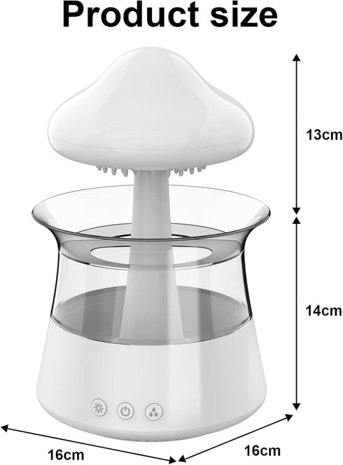 cjc Cloud Rain Humidifier for bedroom with Soothing Rain Sounds Sleep Aid, Waterfall Night Light, Mushroom Design Air
