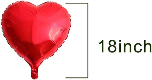 Finypa 25pcs Red Heart Shape Foil Mylar Balloons 18" for Valentine's Day, Birthday Party, Wedding Decor, Engagement