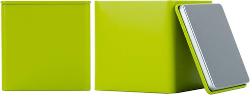 Tianhui Colorful Square Tin Can, Empty Cube Steel Box Storage Container for Treats, Gifts, and Crafts, Green, 2-Small