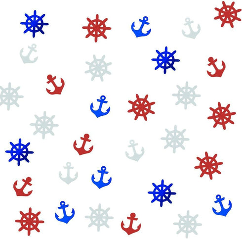 Anchor Rudder Confetti Patriotic Nautical Party Theme, 1.5 Ounce, 1400 Pieces Red White Blue Cut Outs