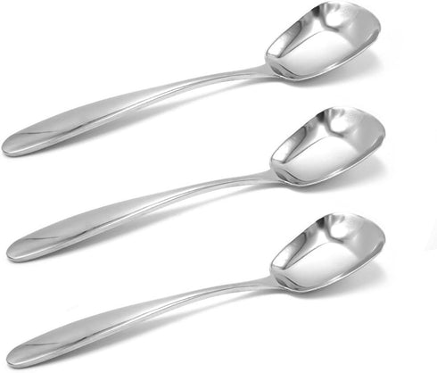Set of 3 Stainless Steel Soup Spoons, Table Spoons, Dinner Spoons, Special Square Design