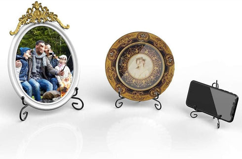 3 Pcs Iron Metal Display Stand - 4 Inch, 6 Inch, 8 Inch Foldable Bracket for Pictures, Photo Frames, Artworks