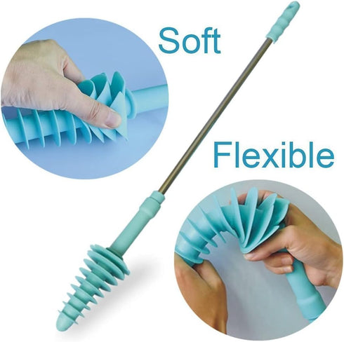 HOMEGOAL Toilet Plunger, Siphon Type Clog Remover, Flexible Rubber Head Stainless Steel Handle, Toilet Dredge Tool