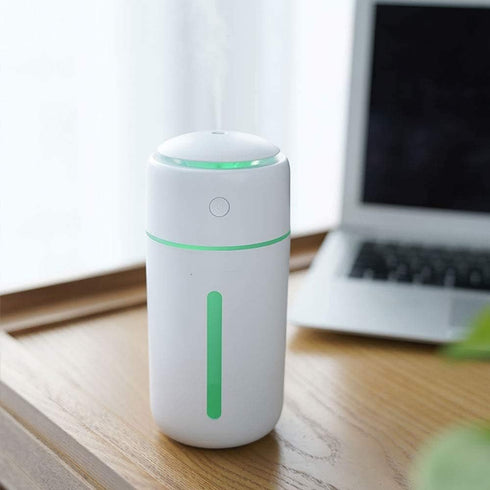 Small Cool Mist Humidifier for Bedroom Home Office, Portable Travel Humidifier for Car, Personal Cool Mist Humidifier for Travel, with 7 Colors LED Light, Battery Powered