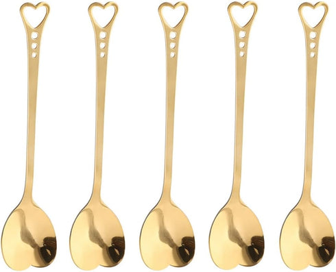 10-Piece Heart-Shaped Stainless Steel Dessert Spoon Set for Home, Restaurant, Cafe, and Bar, Elegant Design